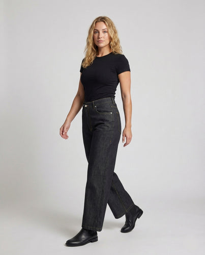 Damen Hochgeschnittene Culotte Jeans mit Weitem Bein Denim Hose