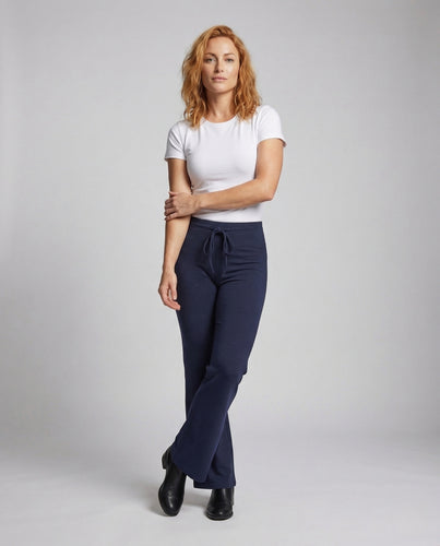 Damen Palazzo Strickhose High Waist mit Weitem Bein