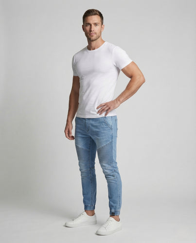 Herren Denim Jogginghose Slim mit Elastischem Bund