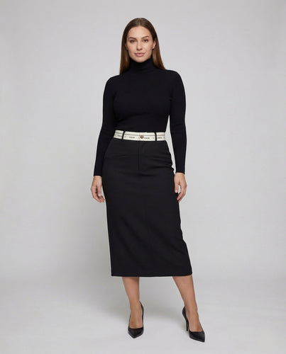 Damen Bleistiftrock High Waist Logobund