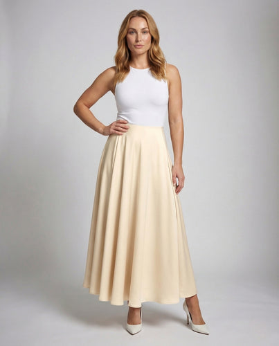 Damen Maxirock A Linie Satin High Waist