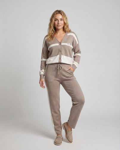 Damen Strick Set Cardigan V Ausschnitt Hose