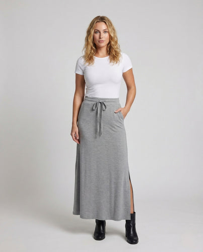 Damen A Linie Rock Jersey Elastischer Bund Plissee
