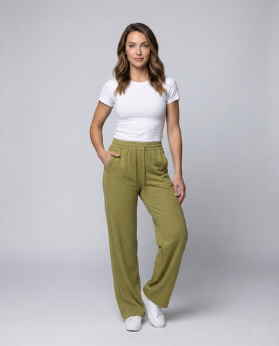 Damen Palazzo Hose High Waist Baumwollmix