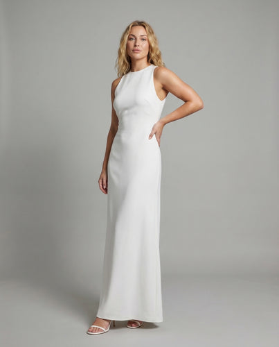 Damen Abendkleid Säule Ärmellos Rundhals