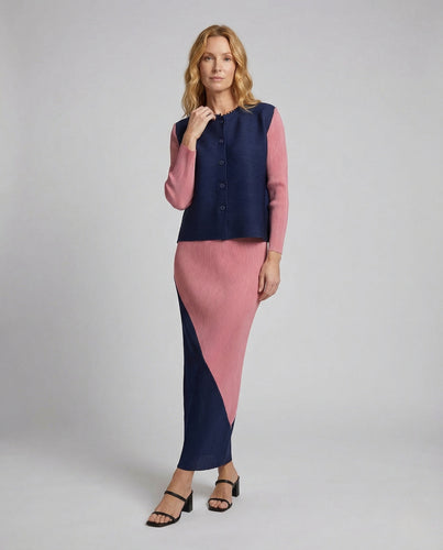 Damen Strick Set Weste Maxirock