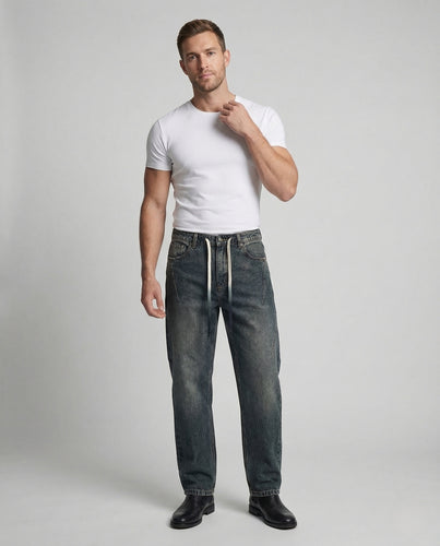 Herren Jeans Weit Kordelzug