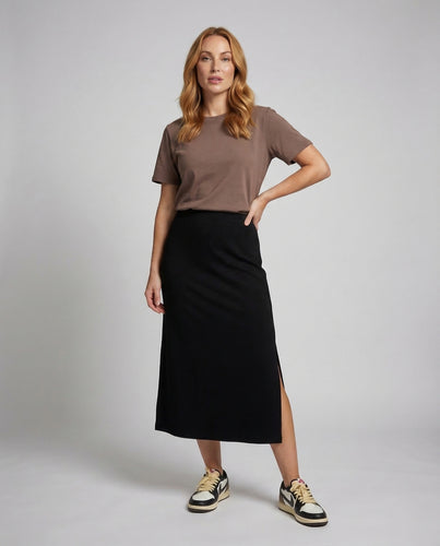 Damen Maxirock Seitenschlitz Asymmetrisch