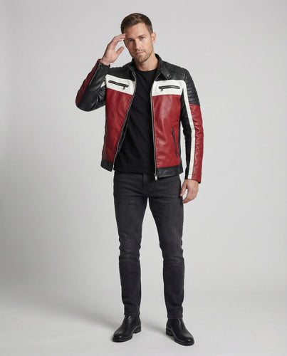 Herren Kunstleder Bikerjacke Teddyfutter