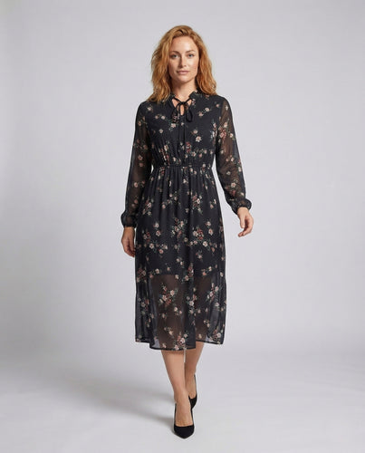 Damen Chiffon Maxikleid Blumen A Linie