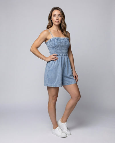 Damen Jeans Overall Kurz Smokoberteil