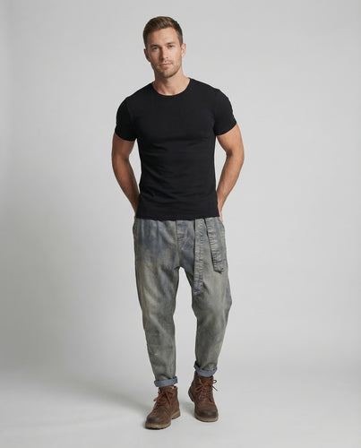 Herren Denim Haremshose Kordelbund
