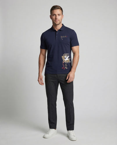 Herren Poloshirt Print Motiv