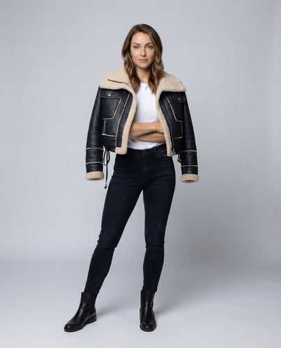 Damen Fliegerjacke Kurz Teddy