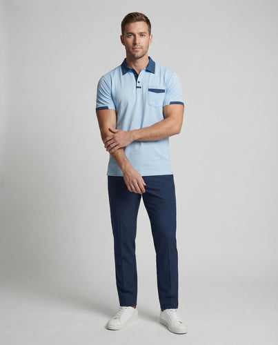 Herren Poloshirt Jersey Kontrastkragen