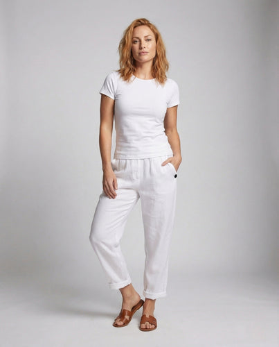 Damen Leinenhose mit Elastischem Bund & Seitentaschen | EB