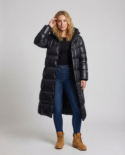 Damen Daunen-Wintermantel mit warmer Polsterung & langem Schnitt | EB