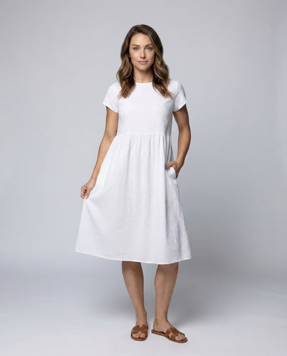Damen Babydoll Kleid Knielang Taschen
