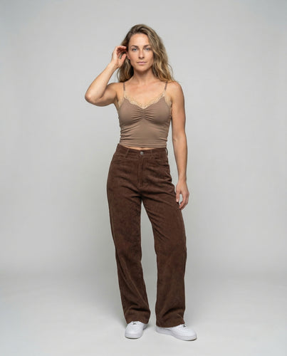 Damen Chinohose High Waist Weit