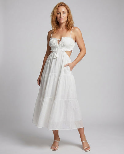 Damen Maxikleid Cut Out Stufenrock