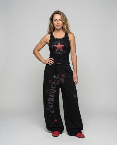 Damen Sweat Hose Weit Tunnelzug