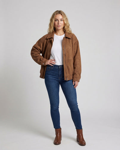 Damen Velours Flightjacke Revers