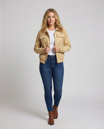 Damen Veloursjacke Kurz Boxy