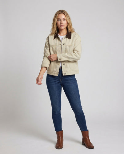 Damen Baumwolljacke Cordkragen
