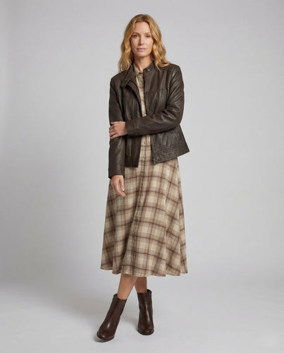Damen Lederjacke Oversize Stehkragen