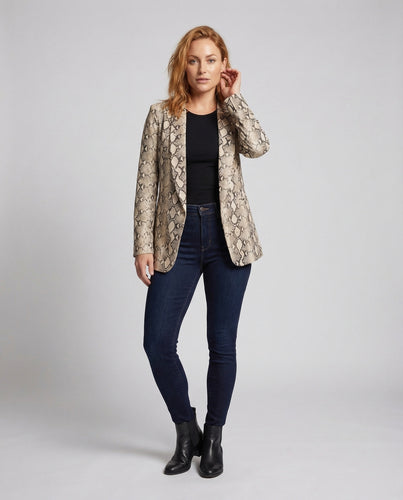 Damen Oversize Blazer Schlangenprint