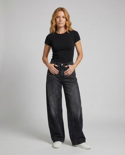 Damen Jeanshose Weit High Waist
