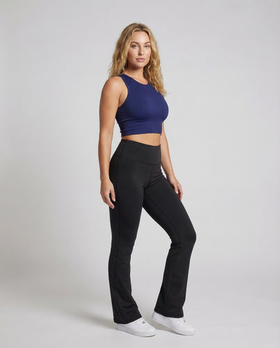 Damen Yoga Hose Schlag High Waist