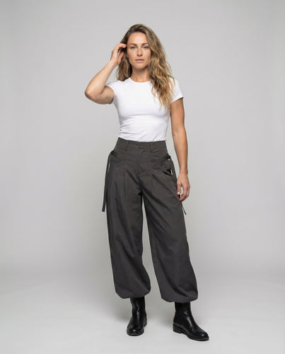 Damen Bundfaltenhose High Waist Oversize