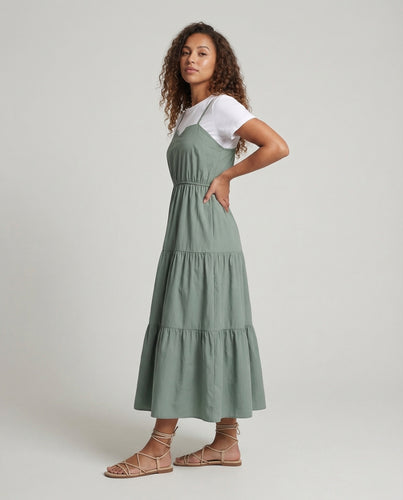 Damen Midikleid Layer Volant