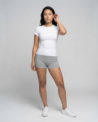 Damen Rippstrick Shorts Elastikbund