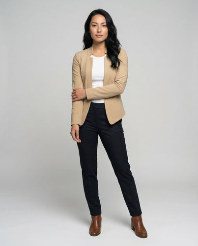 Damen Jersey Blazer Kragenlos