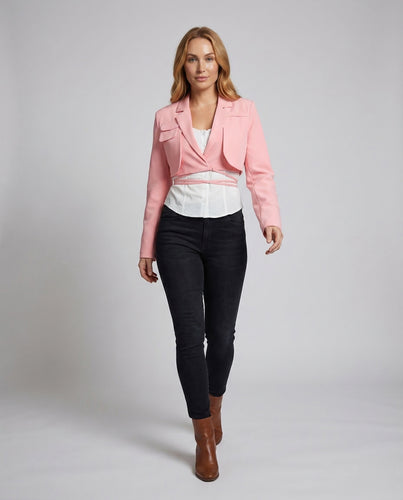 Damen Wickelblazer Kurz Gürtel