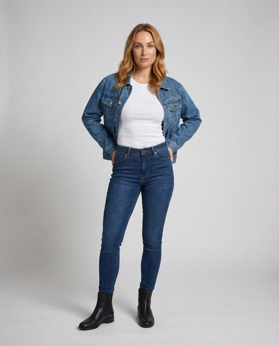 Damen Oversize Jeansjacke Stickerei