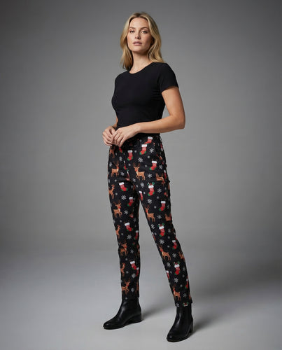 Damen Chinohose Print Gerade
