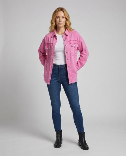 Damen Jeansjacke Weit Fransen
