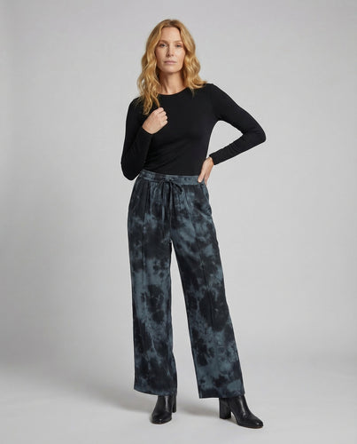 Damen Batik Loungehose Rüschenbund
