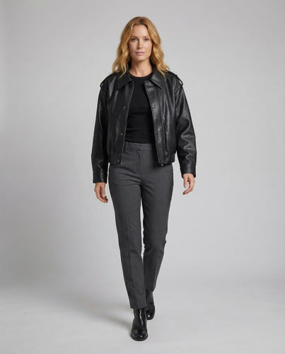 Damen Kunstlederjacke Cropped