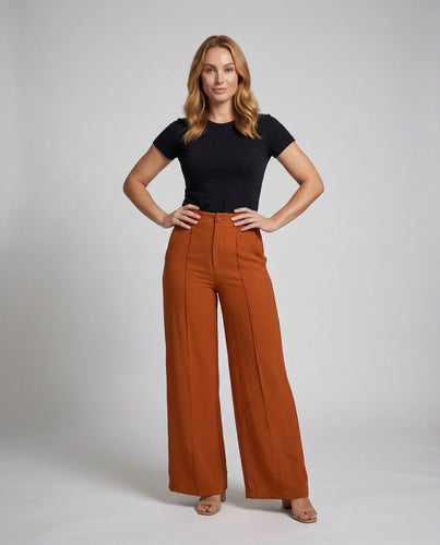 Damen Palazzo Hose High Waist Bügelfalte
