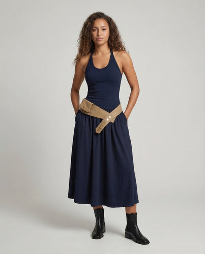 Damen Bodytop Ripp Maxi Rock