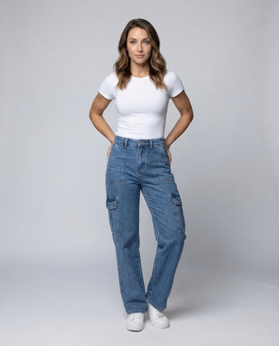 Damen Jeans Arbeitshose Gerade