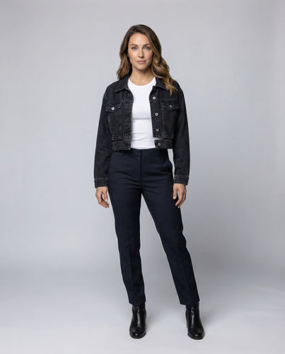 Damen Denimjacke Boxy Kurz