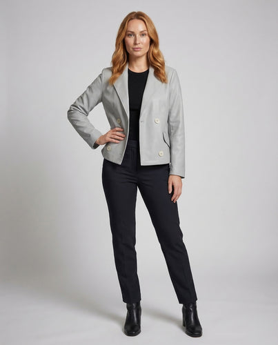 Damen Leder Blazerjacke Kurz