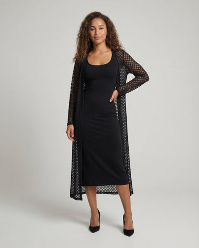 Damen Spitzen Maxikleid Langarm