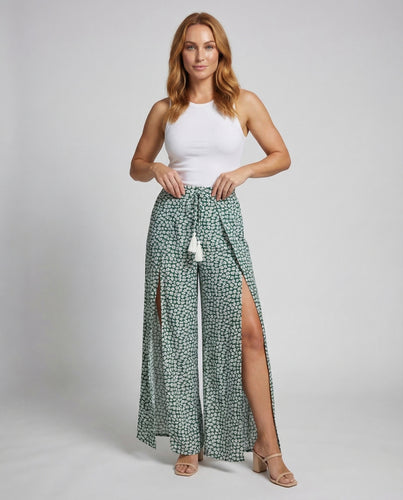 Damen Palazzo Hose Schlitz