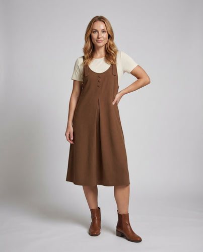 Damen Latzkleid Midi A Linie